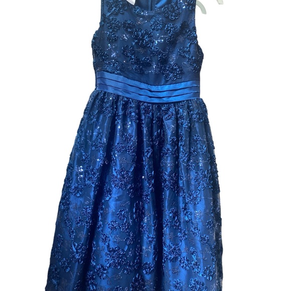 NWT Girls sz 16 AMERICAN PRINCESS DRESS SEQUIN SOUTACHE SAPPHIRE tie back - Picture 2 of 16